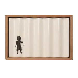 Soap Dish with Boy Blowing Dandelion