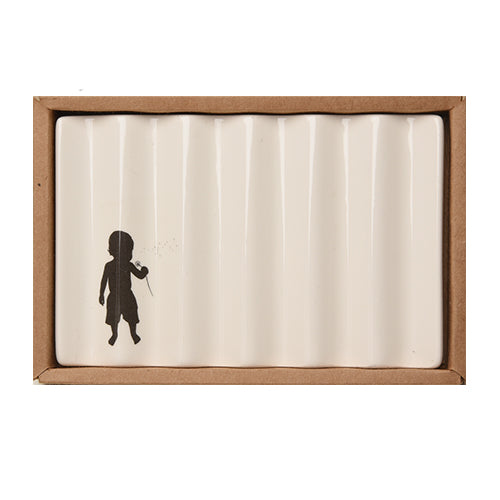 Soap Dish with Boy Blowing Dandelion